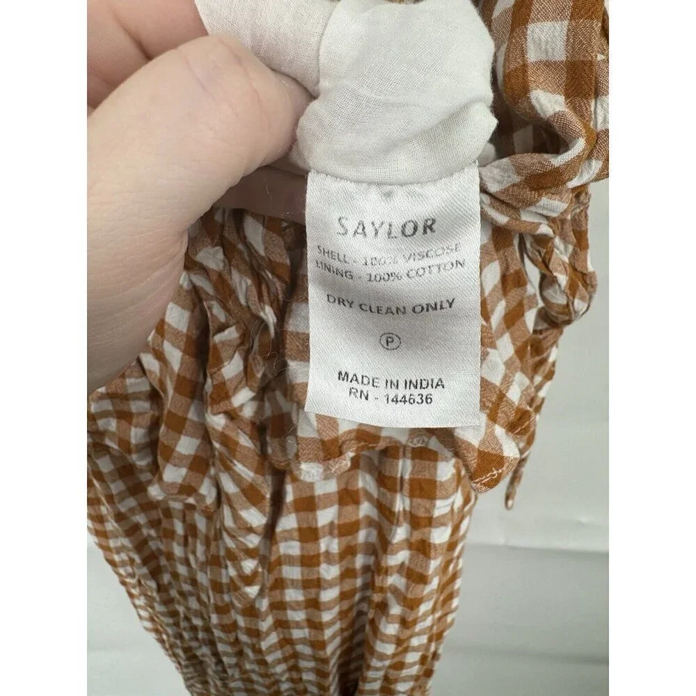 Saylor Jumpsuit Women Medium Orange White Bohemian Wide Leg Western Gingham RTR - Picture 8 of 15